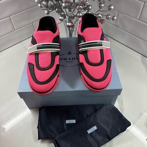 Prada Women's Pink and Black Sneakers